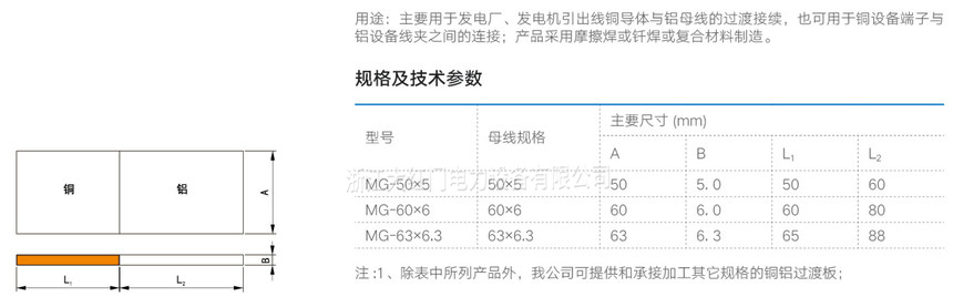 MG系列銅鋁過渡板