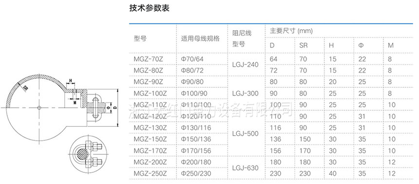 MGZ-Z阻尼型管母線終端球