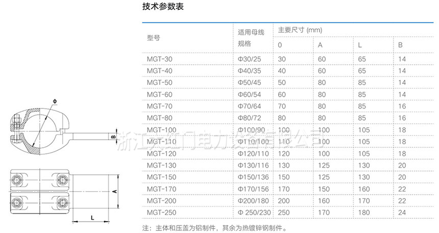 MGT型管母線T接金具