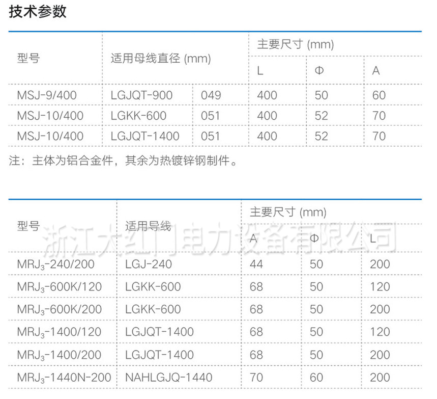 MSJ型三分裂軟母線間隔棒