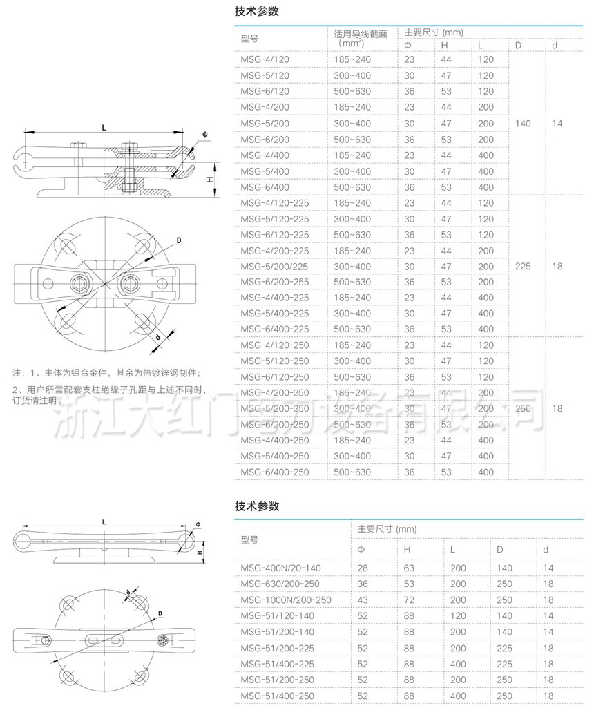 MSG雙分裂軟母線固定金具