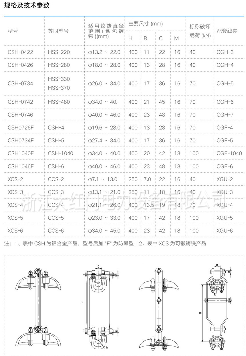 垂直排列雙線夾型懸垂線夾