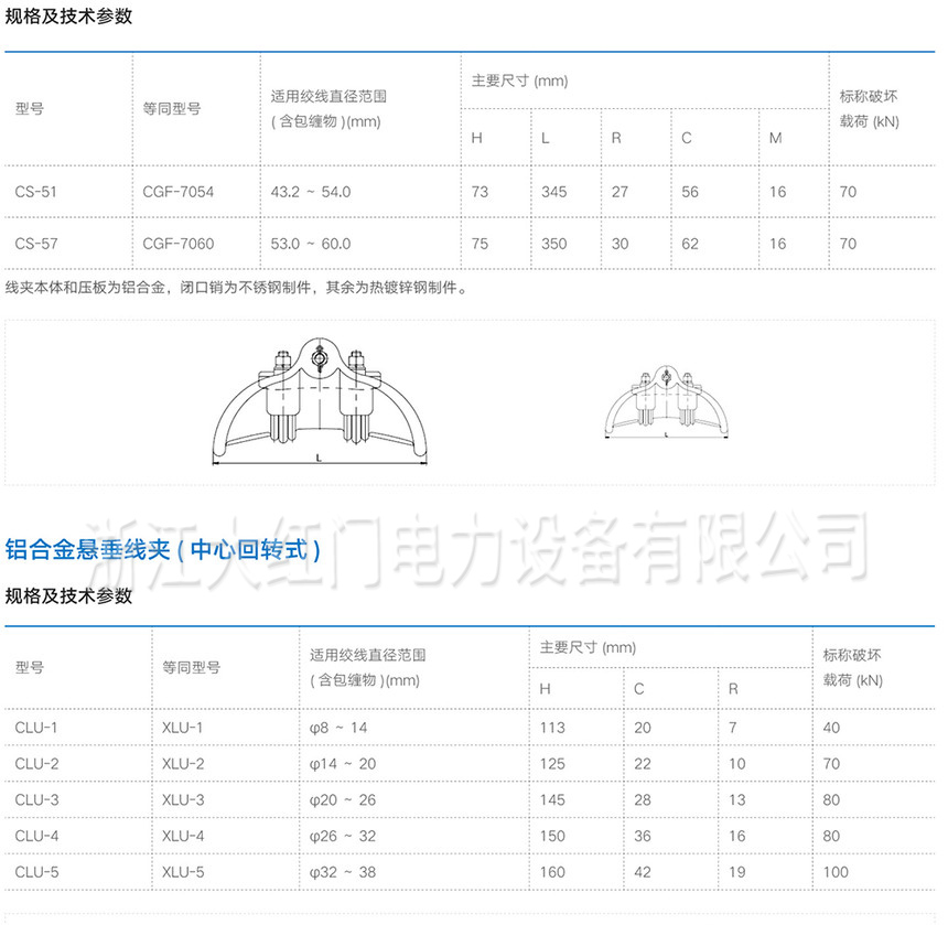 鋁合金懸垂線夾