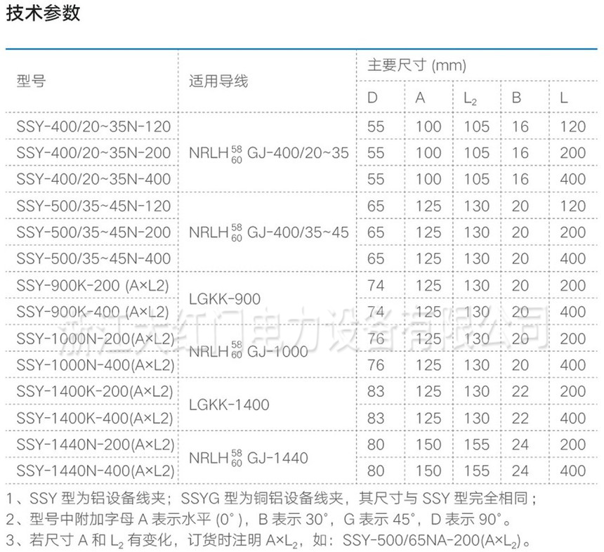 SSY,SSYG-N系列耐熱雙導(dǎo)線設(shè)備線夾