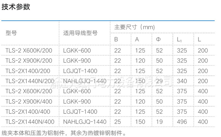 TLS-2系列雙導(dǎo)線螺栓型T型夾（原型號(hào)為TL-2)