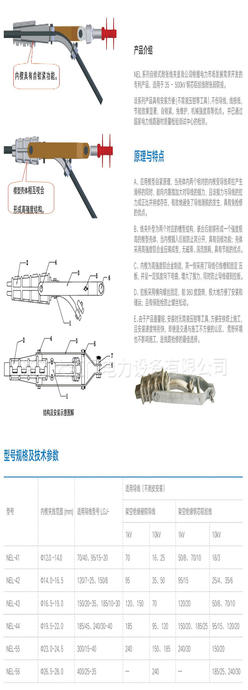 NEL型自鎖式耐張線夾